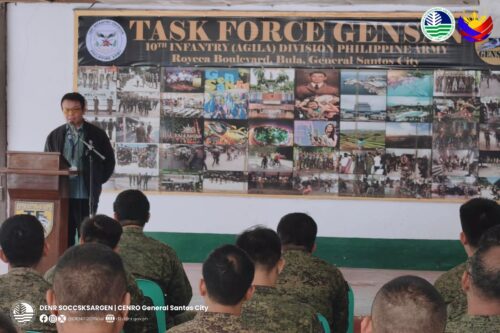 orientation on environmental laws, forest products, and wildlife on July 13, at the 10th Infantry (AGILA) Division, Joint Task Force Agila–Task Force Gensan, Philippine Army, Royeca Boulevard, Barangay Bula, Ge, Santos City
